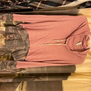 Pink camo waffle knot top